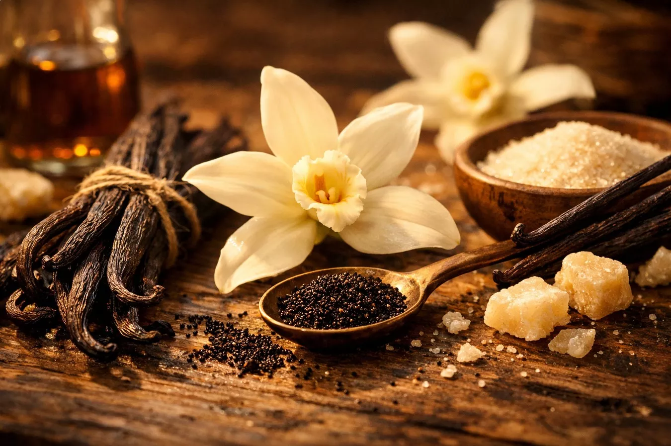 Vanilleschoten, Vanilleblüte, Vanillezucker