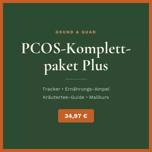 PCOS Komplettpaket Plus - Tracker, Ernährungs-Ampel, Kräutertee-Guide - Mailkurs