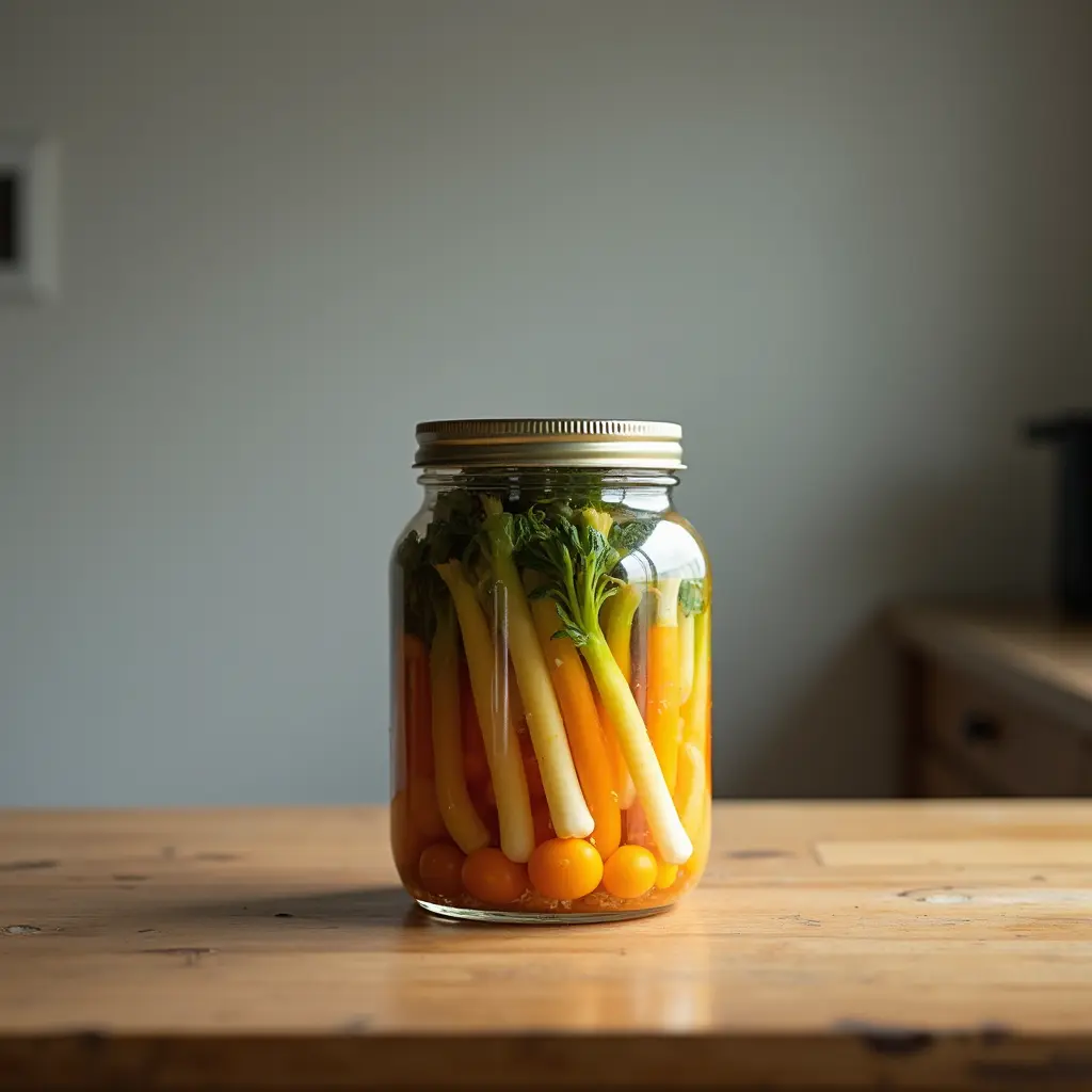 Fermentiertes Gemüse im Glas